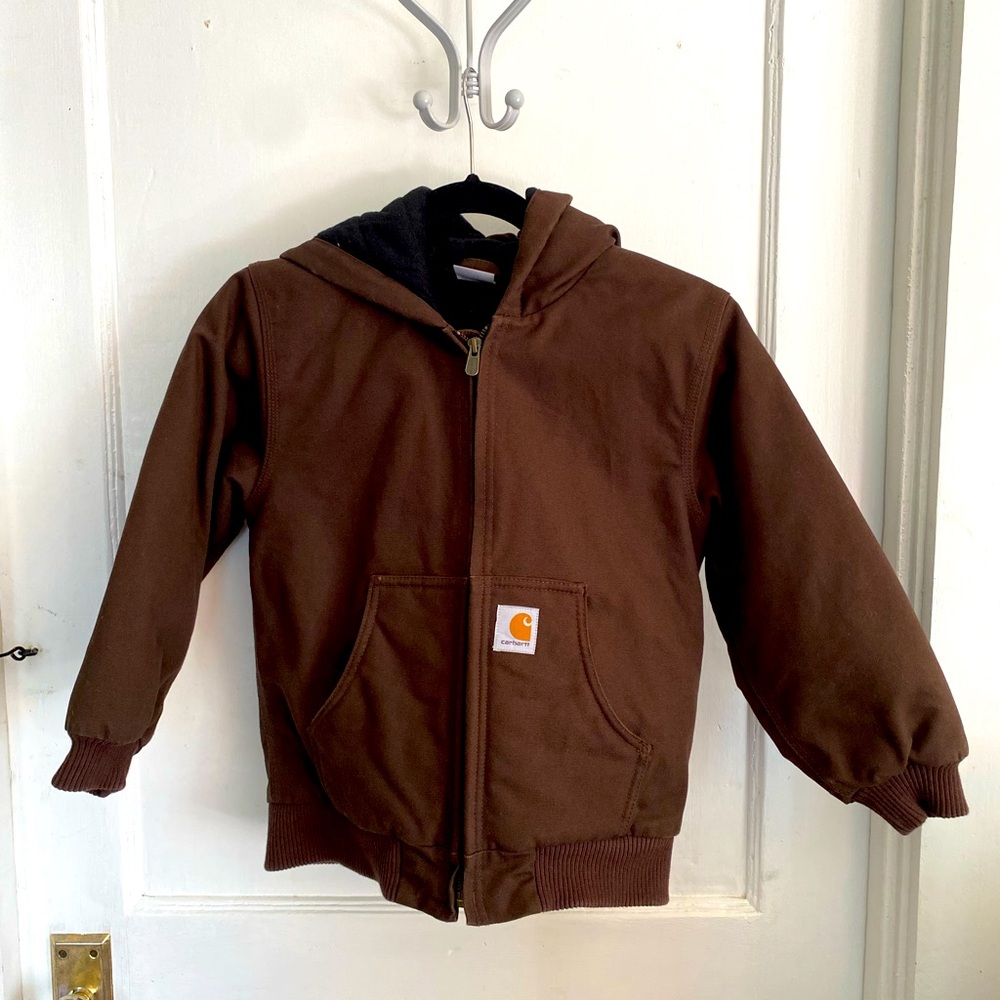 Carhartt boys size 7-8 brown winter coat, Boys Active Jac/quilted Flannel